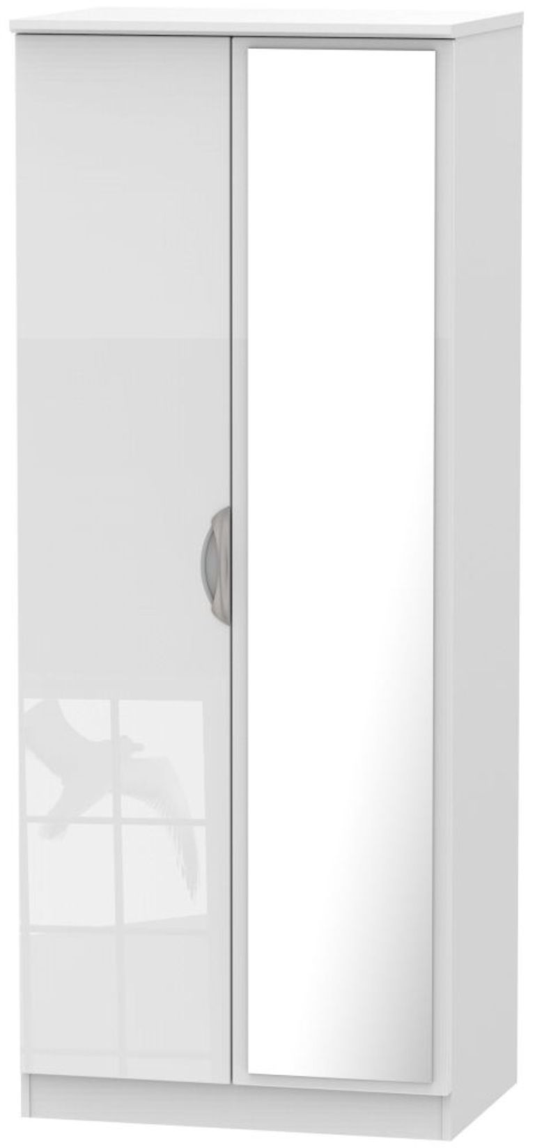 Camden White Gloss 2 Door Wardrobe - 1 Mirror