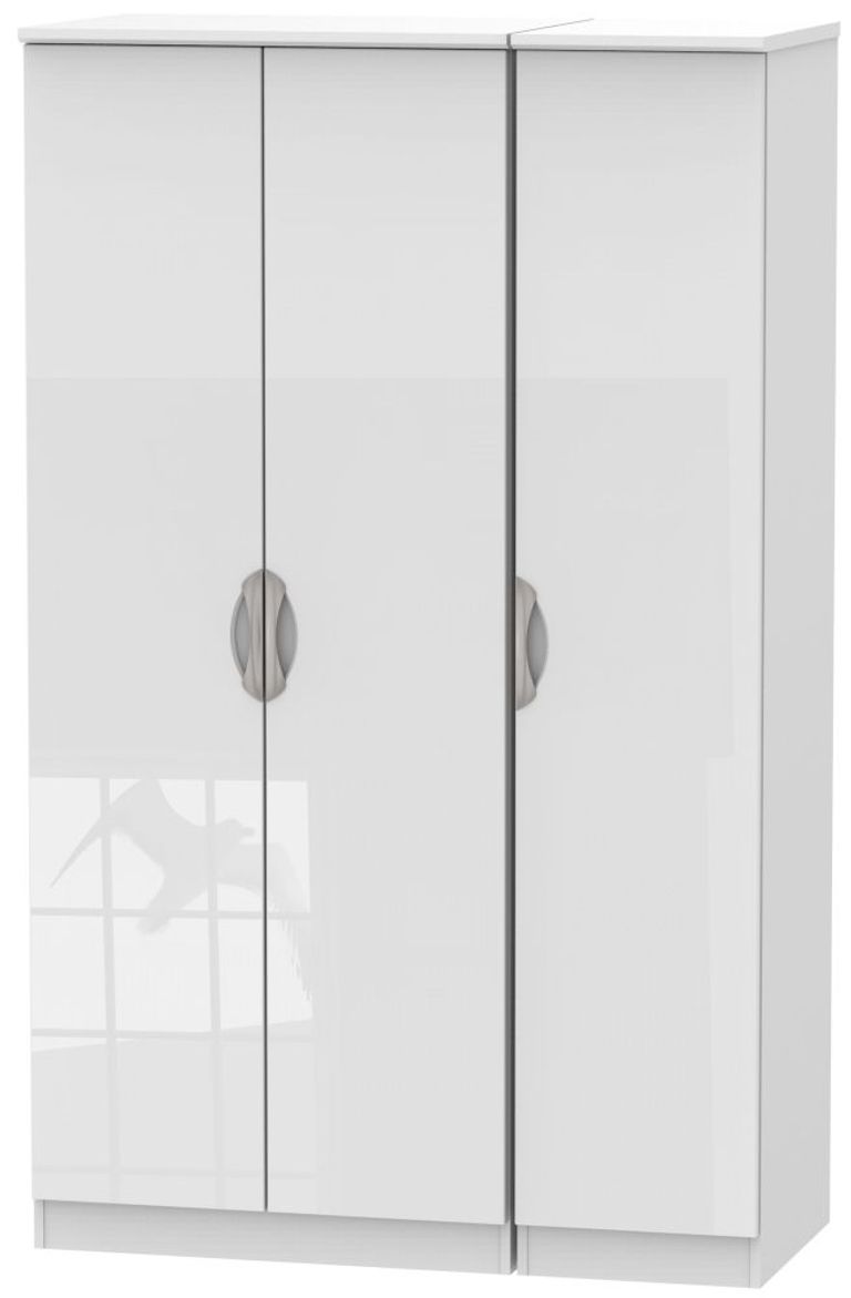 Camden White Gloss 3 Door Triple Wardrobe