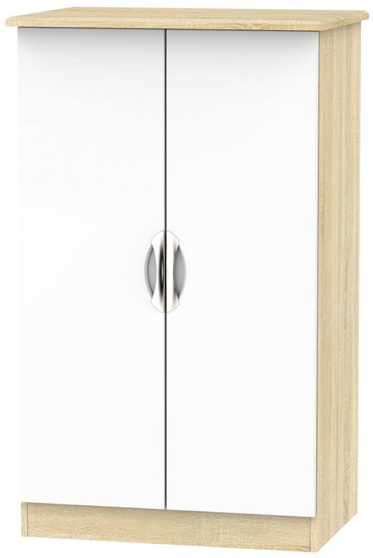 Camden White Gloss and Oak Effect Midi Wardrobe