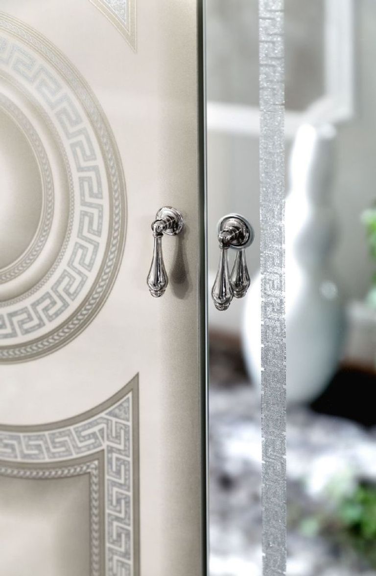 Aida Wardrobe - 4 Door - with Mirror - White