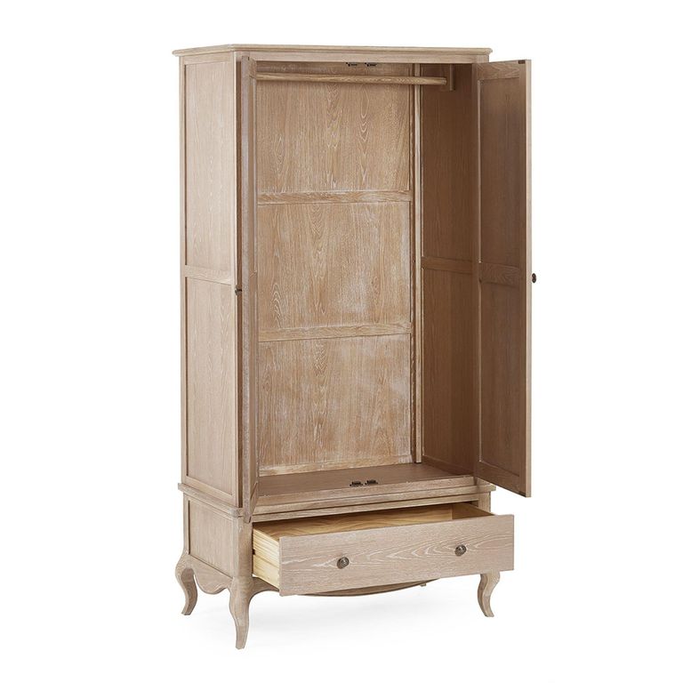 Camille Double Wardrobe - 2 Door - 1 Drawer - French Style - Oak