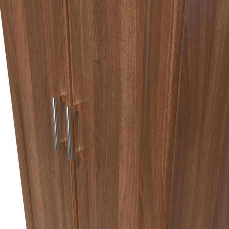 Clearance - Gina Walnut Effect 2 Door Plain Tall Wardrobe - FSS16432