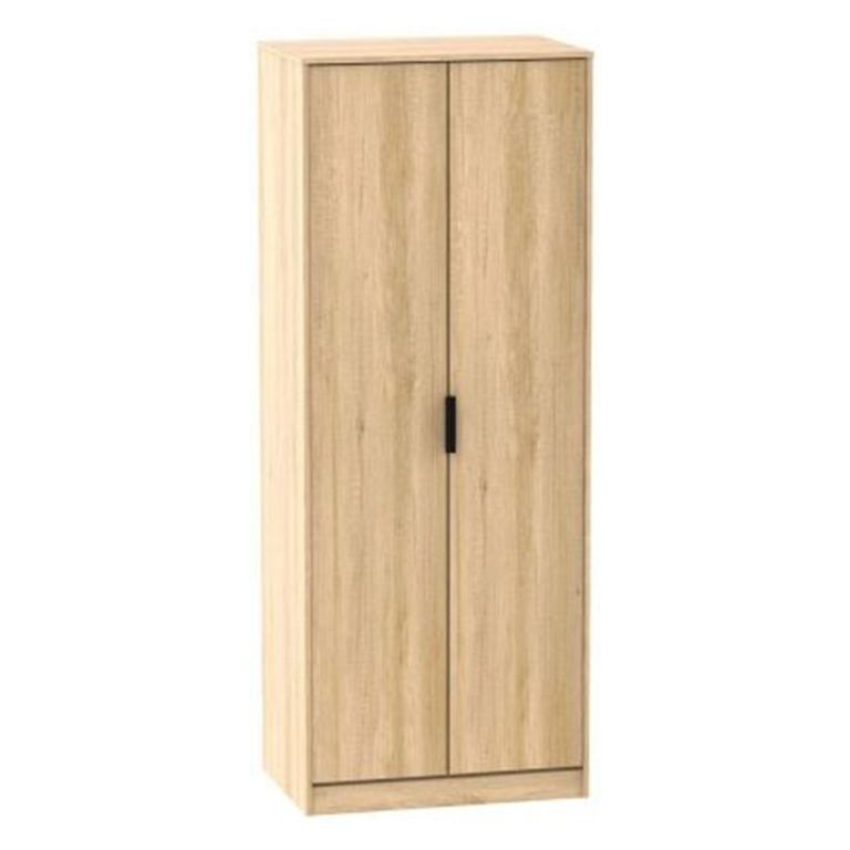 Clearance - Hong Kong Oak Effect 2 Door Plain Tall Wardrobe - FSS16053