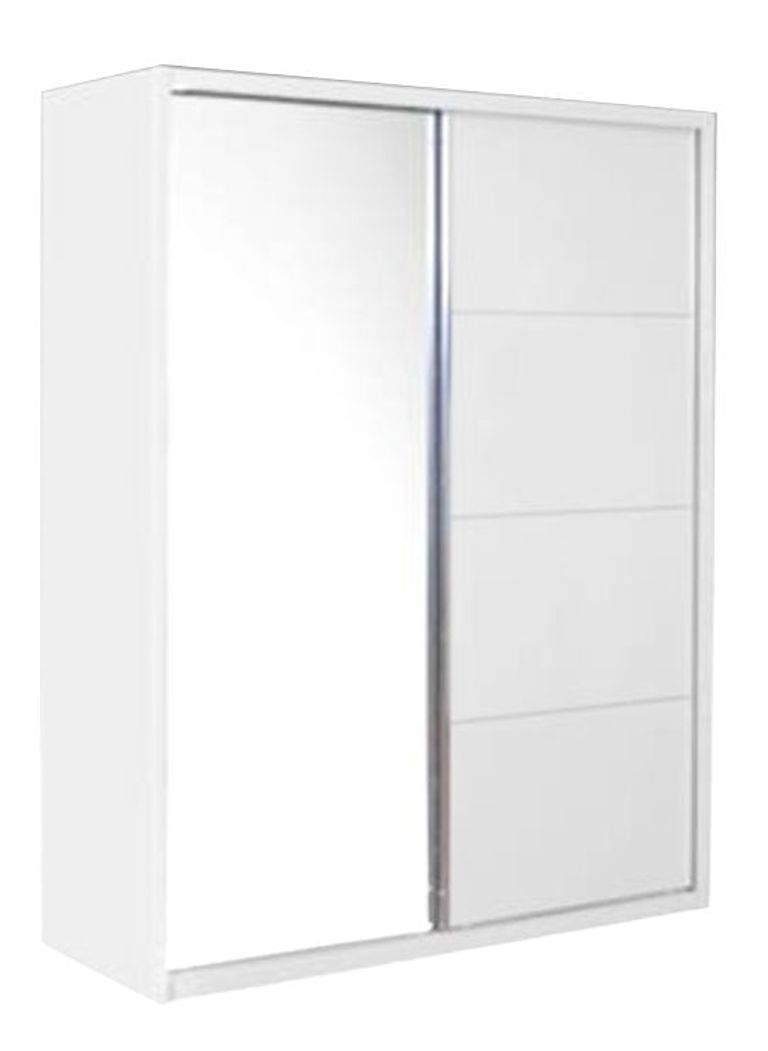 Clearance - Velour 2 Door White High Gloss and Mirror Sliding Wardrobe - FS801