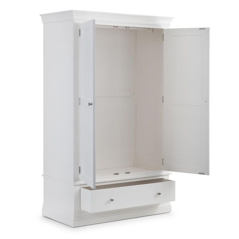 Clermont Double Wardrobe - 2 Door - 1 Drawer - White
