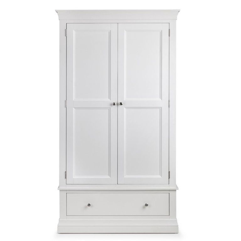 Clermont Double Wardrobe - 2 Door - 1 Drawer - White