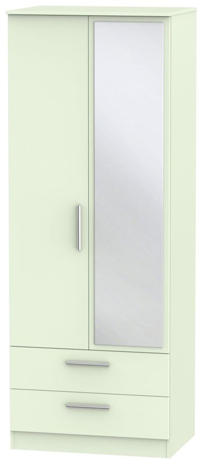 Contrast Cream 2 Door Tall Combi Wardrobe - 1 Mirror