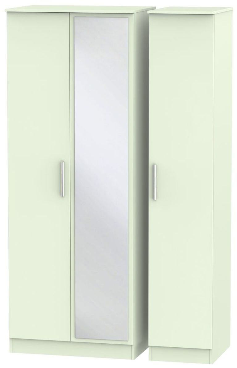 Contrast Cream 3 Door Triple Wardrobe - 1 Mirror