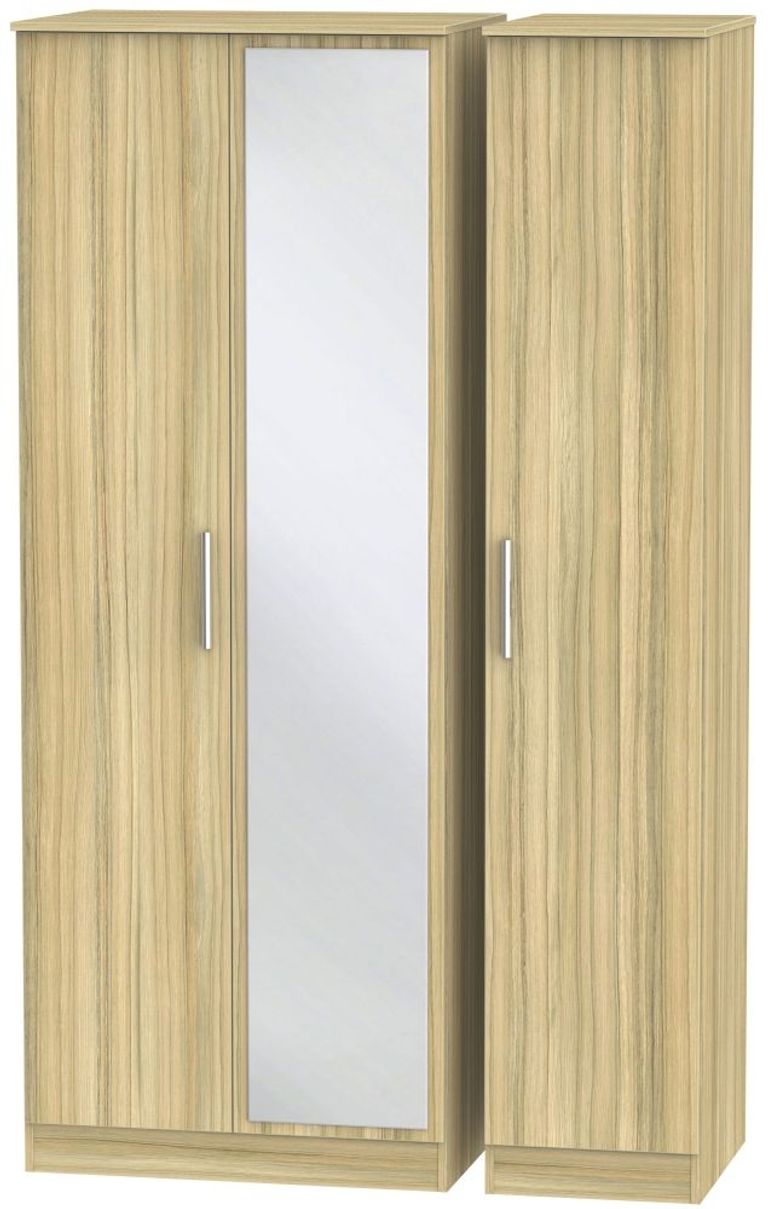 Contrast Modern Oak 3 Door Triple Wardrobe - 1 Mirror