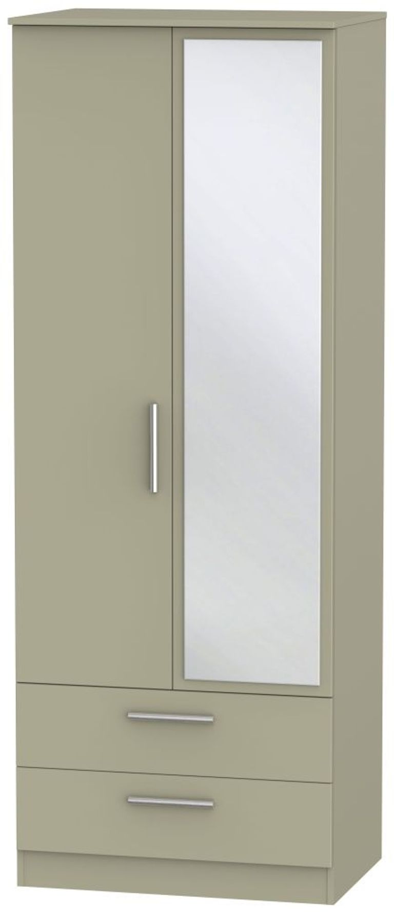 Contrast Mushroom 2 Door Tall Combi Wardrobe - 1 Mirror