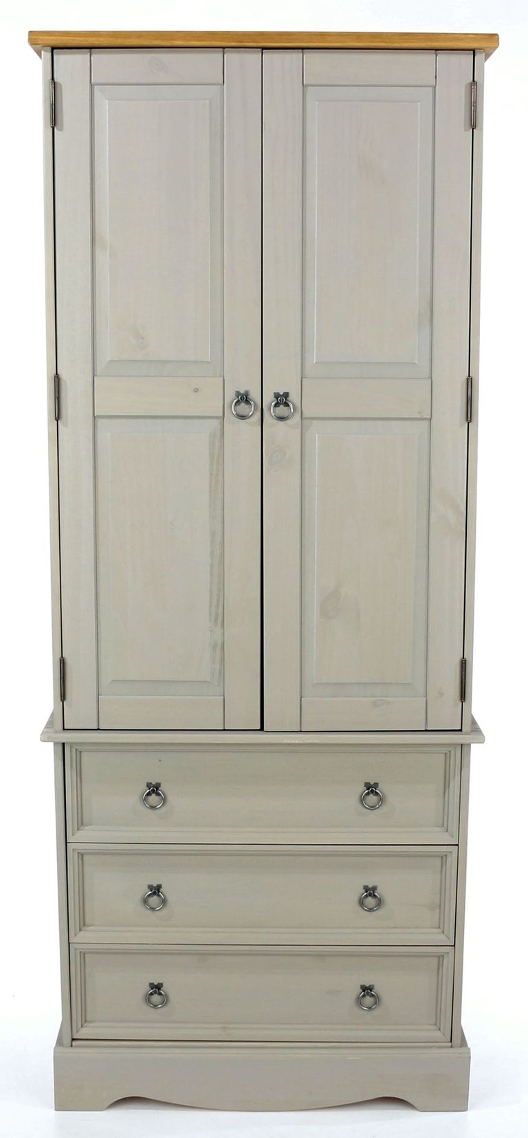 Corona Grey Mexican Pine 2 Door Wardrobe with Drawers