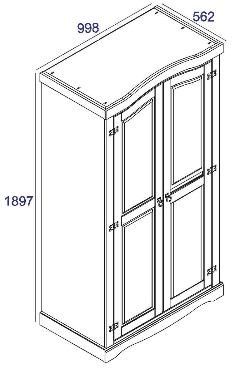 Corona Pine Mexican 2 Door Wardrobe 