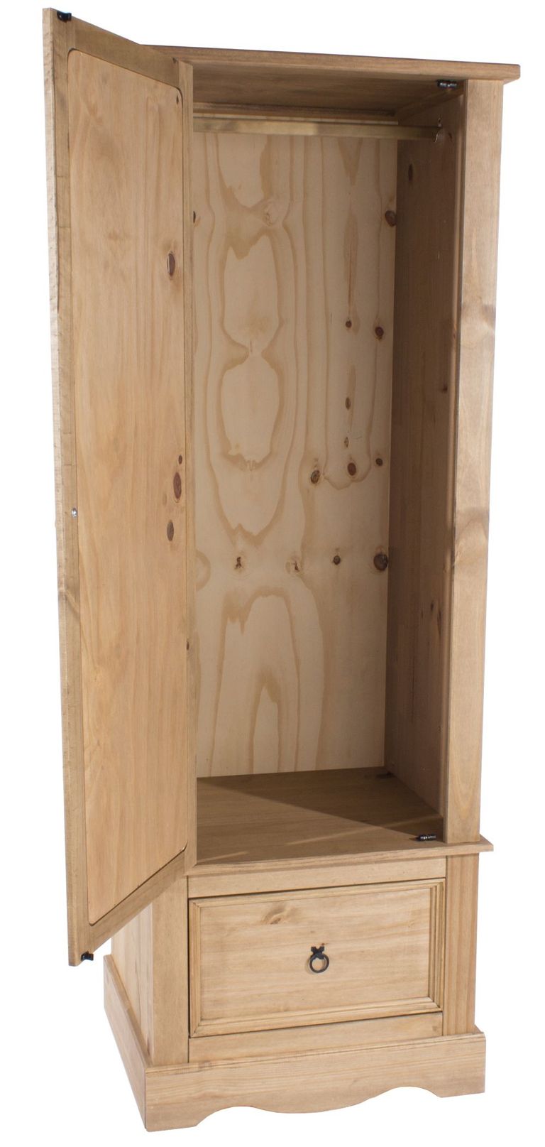 Corona Pine Mexican Single Door Mirror Wardrobe with Drawer