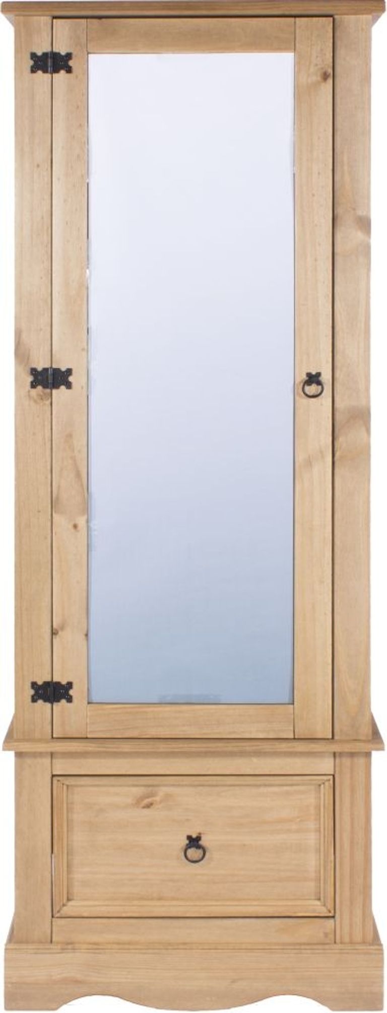 Corona Pine Mexican Single Door Mirror Wardrobe with Drawer