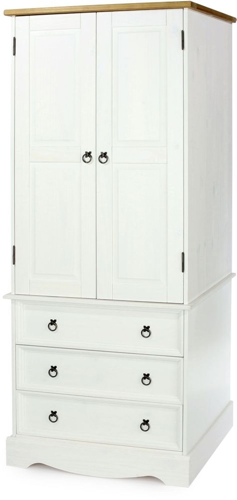 Corona White Mexican Pine 2 Door Wardrobe with Drawers