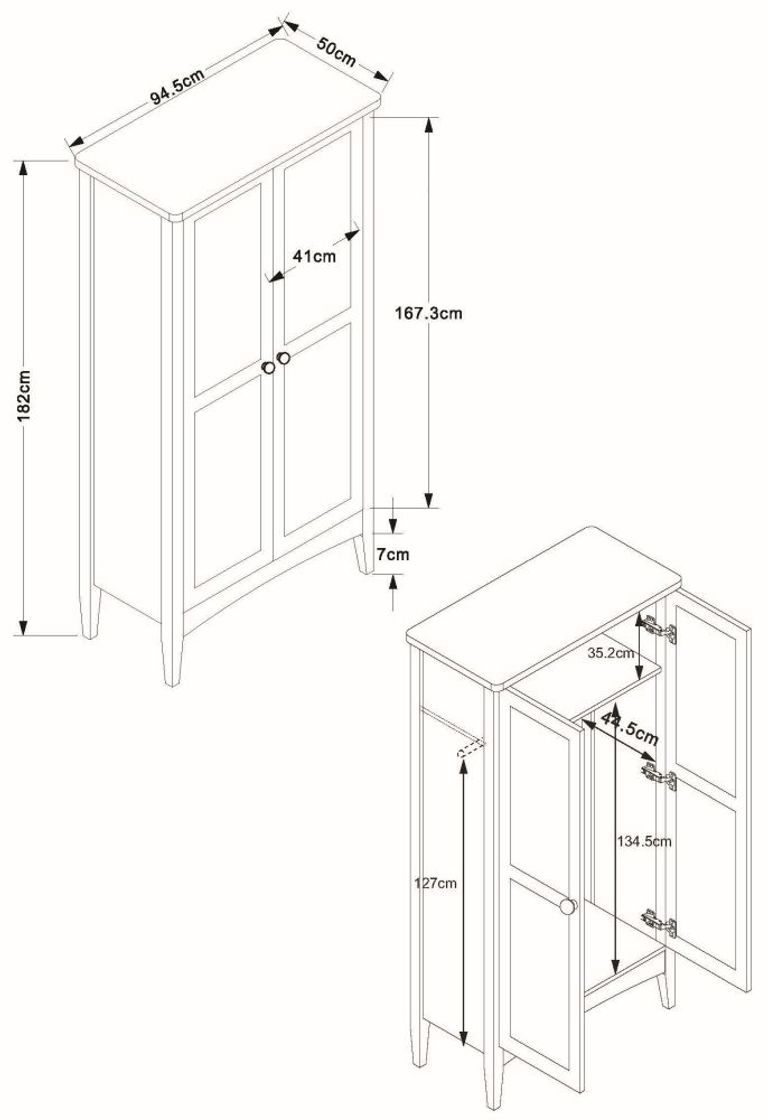 Como Grey Painted 2 Door Wardrobe