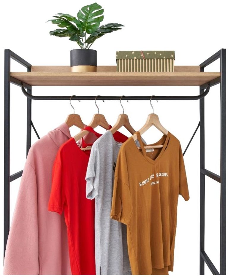 Craven Light Oak 4 Shelves Wide Open Wardrobe