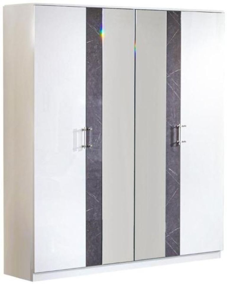 Cristal Grey Marble Italian 4 Door Wardrobe with Mirrors