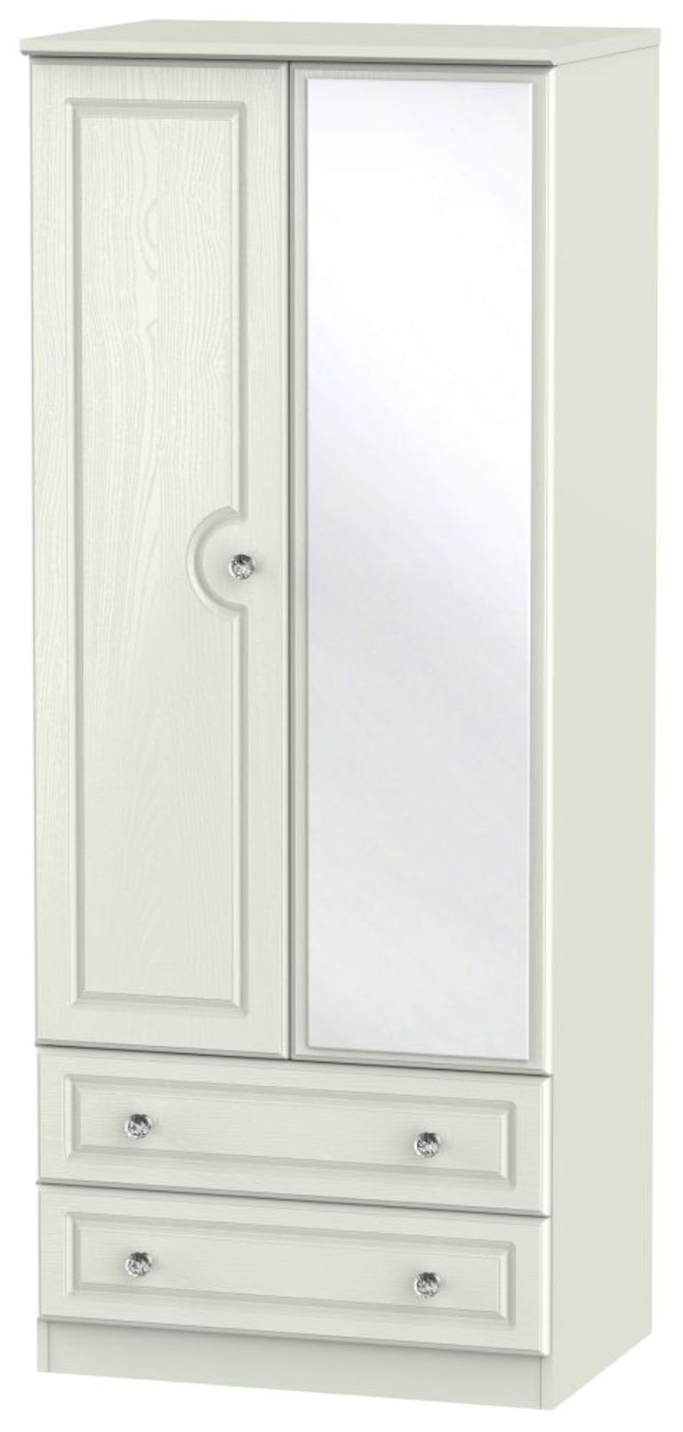 Crystal Cashmere 2 Door 2 Drawer Mirror Wardrobe - 1 Mirror