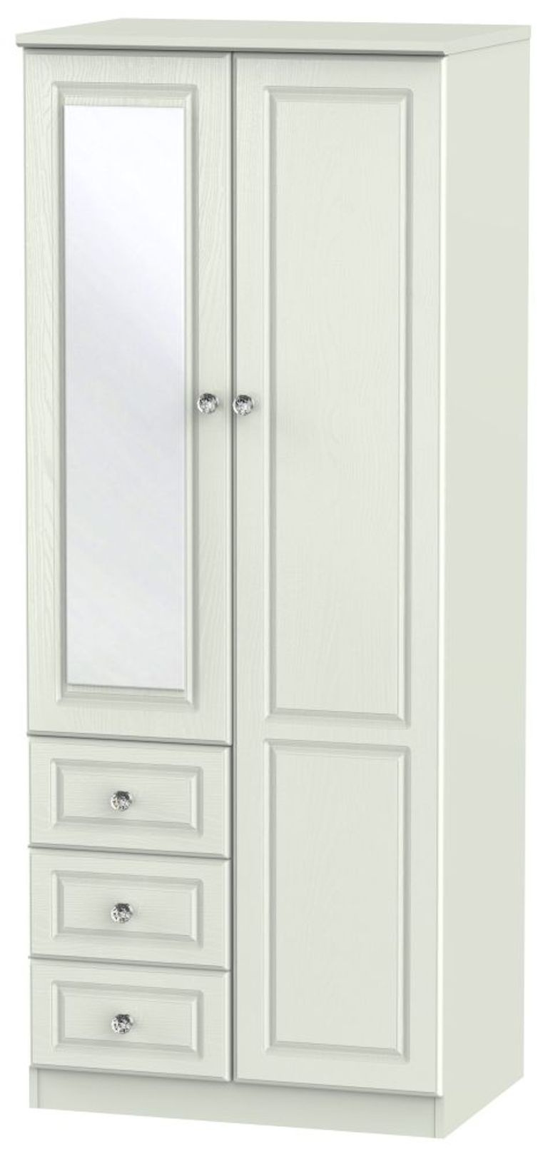 Crystal Cashmere 2 Door Combi Wardrobe - 1 Mirror RHF 3 Drawers