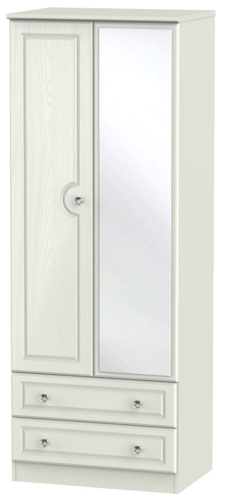 Crystal Cashmere 2 Door Tall Combi Wardrobe - 1 Mirror