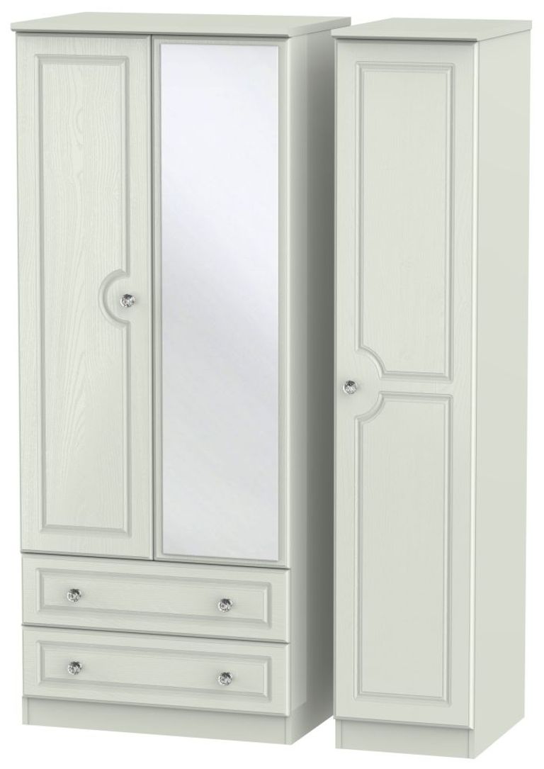 Crystal Cashmere 3 Door Combi Wardrobe - 1 Mirror and LHF 2 Drawers