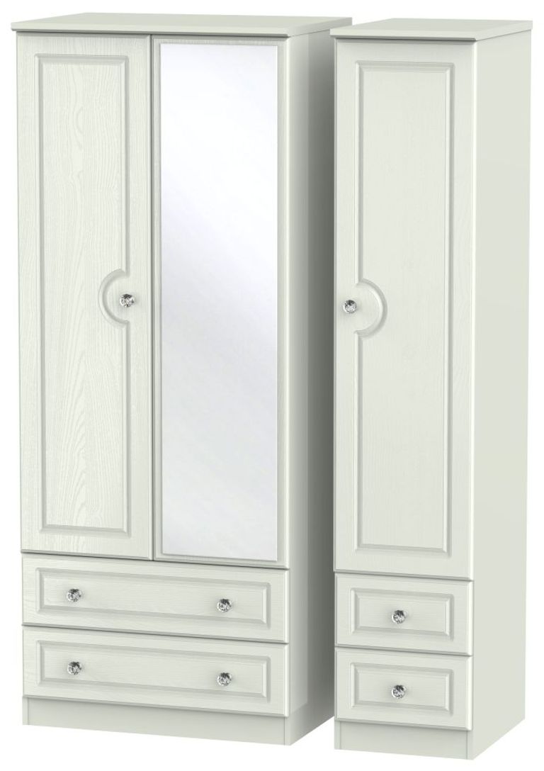 Crystal Cashmere 3 Door Combi Wardrobe - 1 Mirror