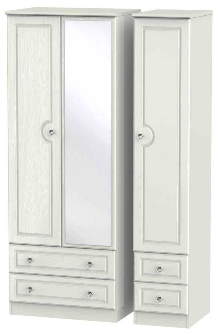 Crystal Tall Combi Wardrobe - 3 Door - 1 Mirror - Cashmere