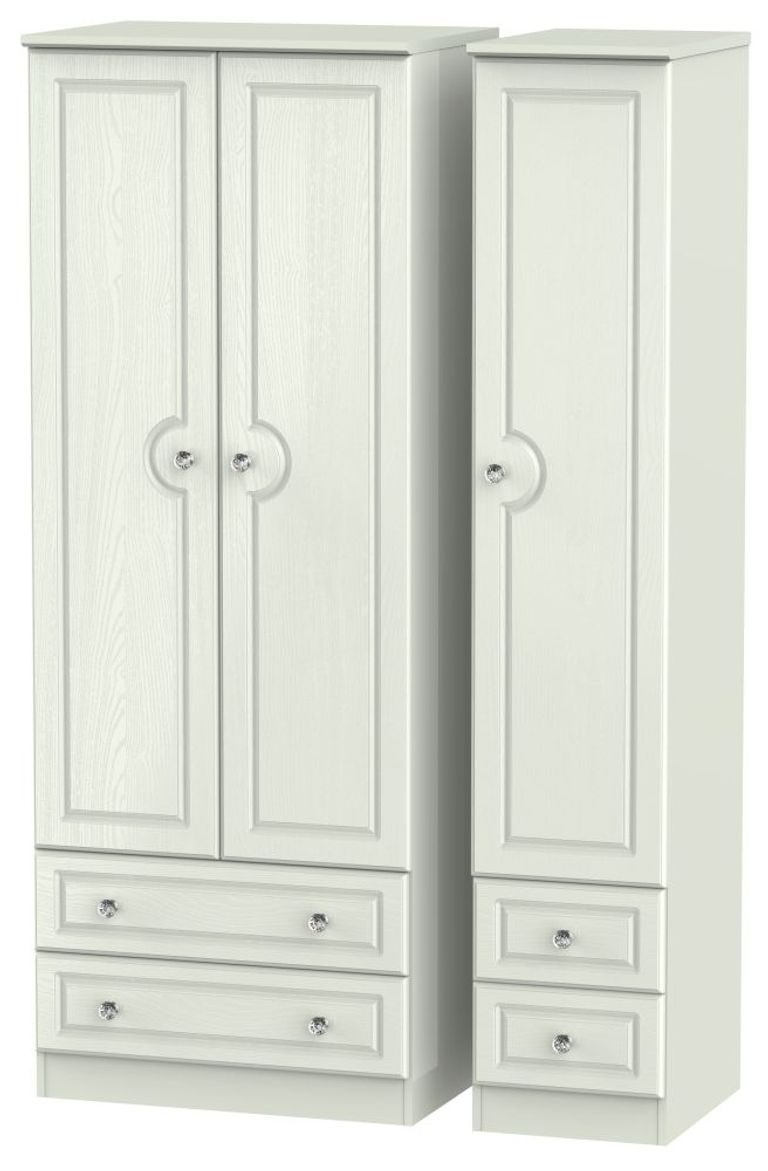 Crystal Tall Triple Wardrobe - 3 Door - 4 Drawers - Cashmere
