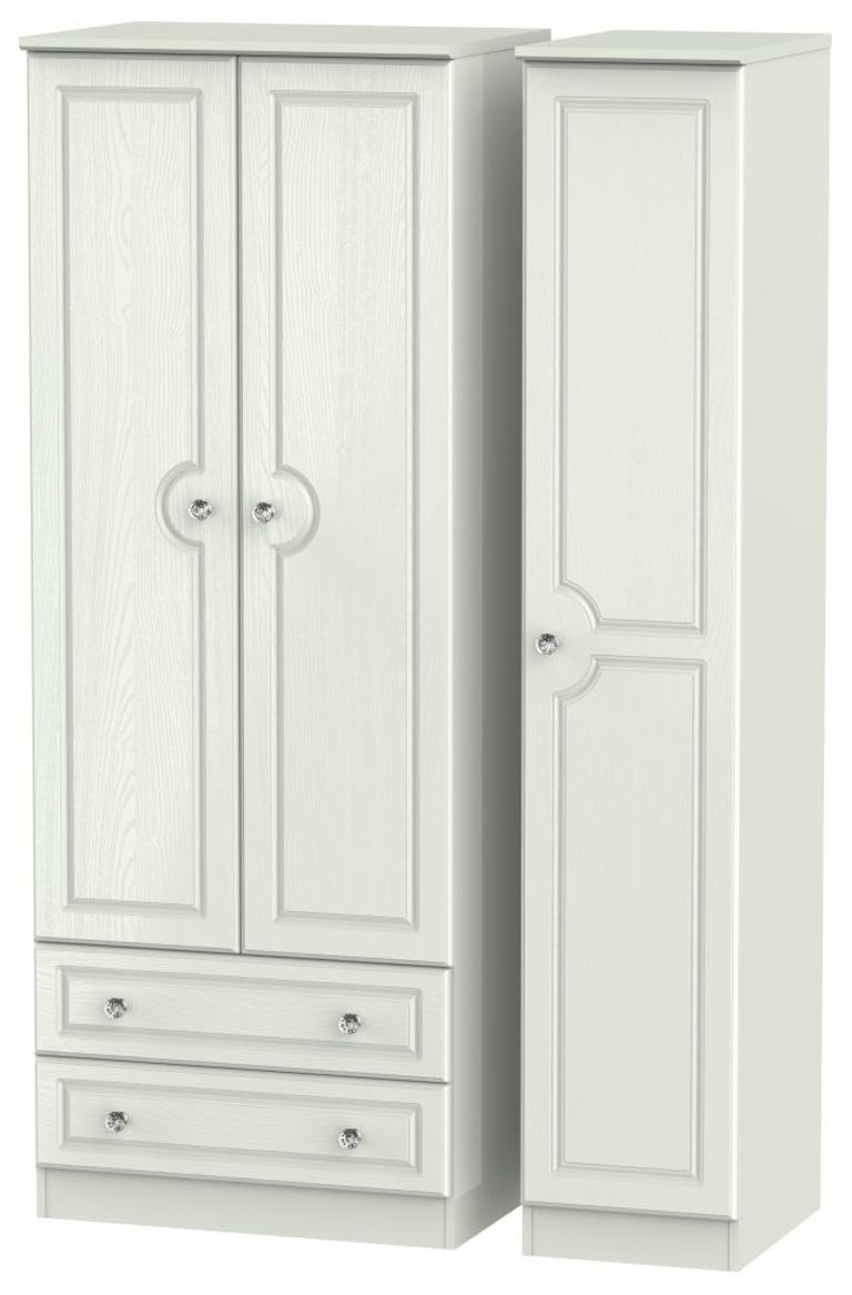Crystal Cashmere 3 Door Tall Triple Wardrobe - LHF 2 Drawers