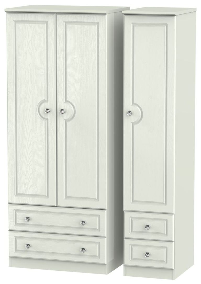 Crystal Cashmere 3 Door Triple Wardrobe - 4 Drawers