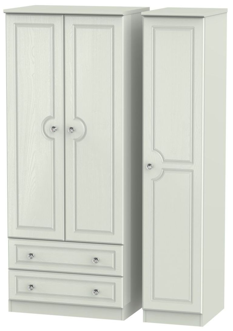 Crystal Cashmere 3 Door Triple Wardrobe - LHF 2 Drawers