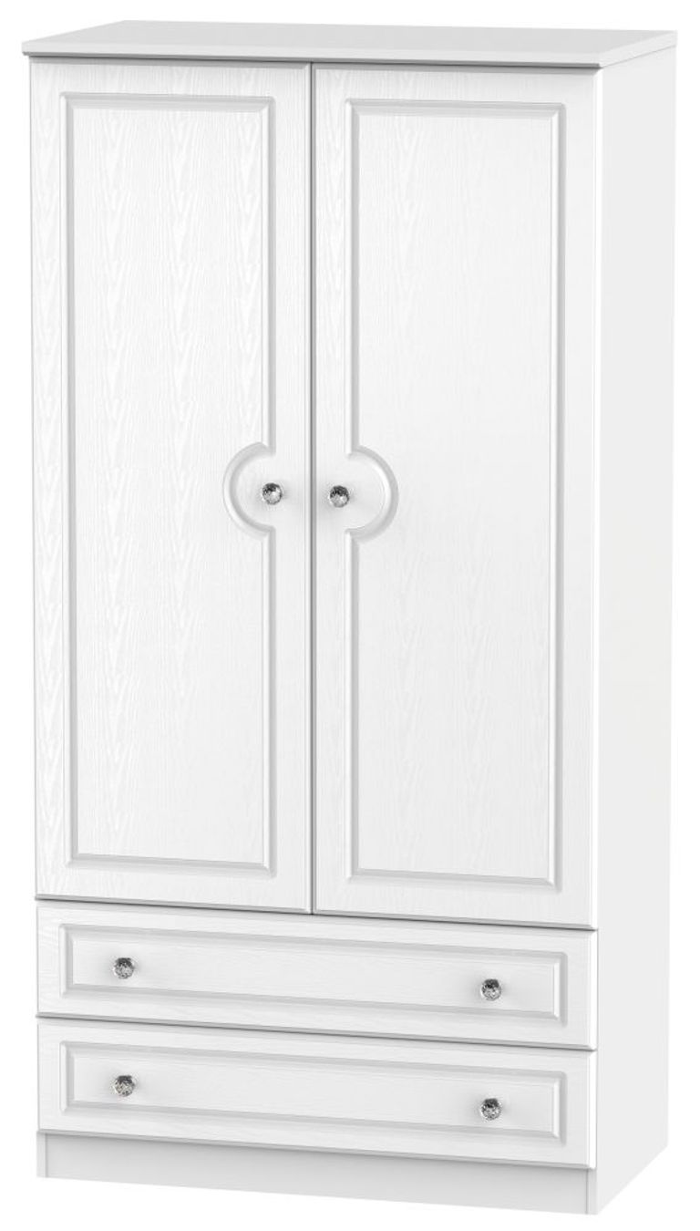 Crystal White 2 Door 2 Drawer Double Wardrobe - H 182.5cm