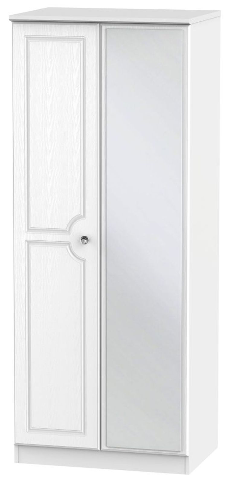 Crystal White 2 Door Wardrobe - 1 Mirror