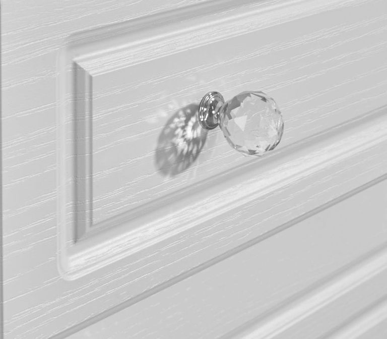 Crystal Tall Combi Wardrobe - 3 Door - 1 Mirror - RHF 2 Drawers - White