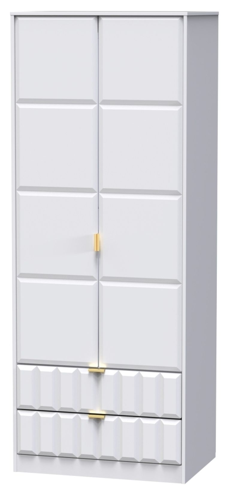 Cube White 2 Door 2 Drawer Tall Wardrobe