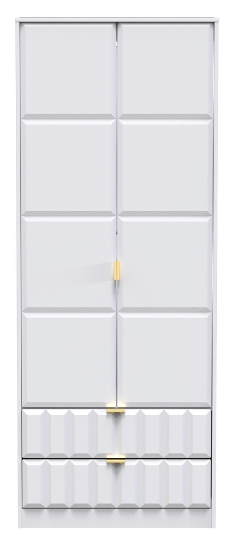 Cube White 2 Door 2 Drawer Tall Wardrobe