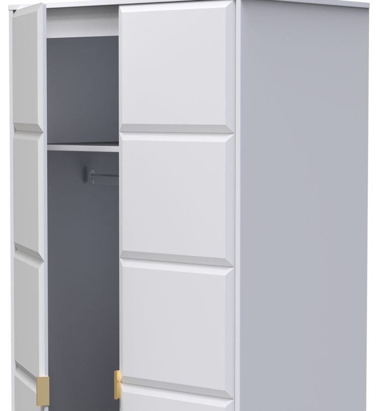 Cube White 2 Door Plain Tall Wardrobe