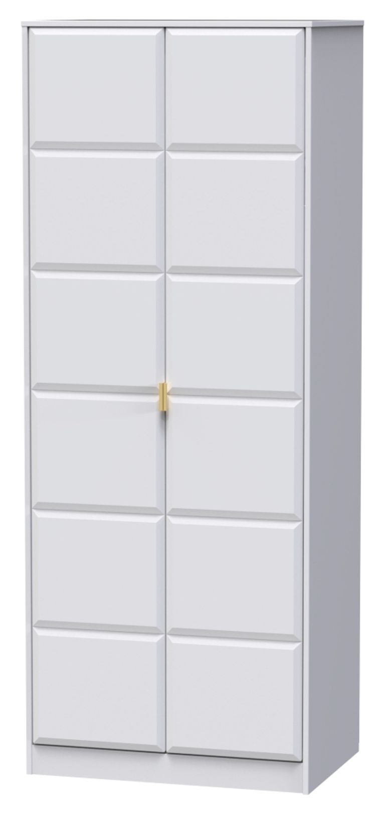 Cube White 2 Door Plain Tall Wardrobe