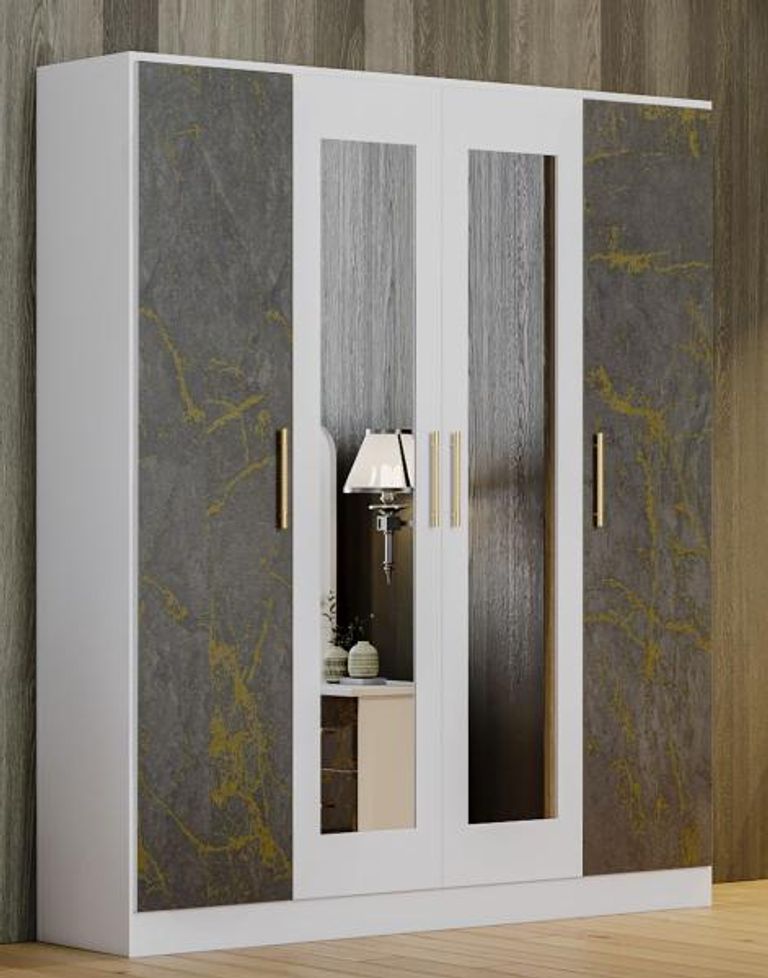 Dalia Grey Italian 4 Door Wardrobe with Mirrors