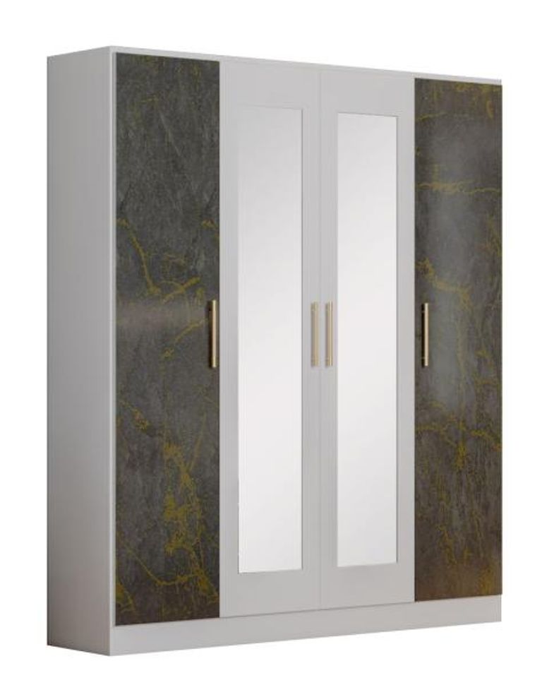 Dalia Grey Italian 4 Door Wardrobe with Mirrors