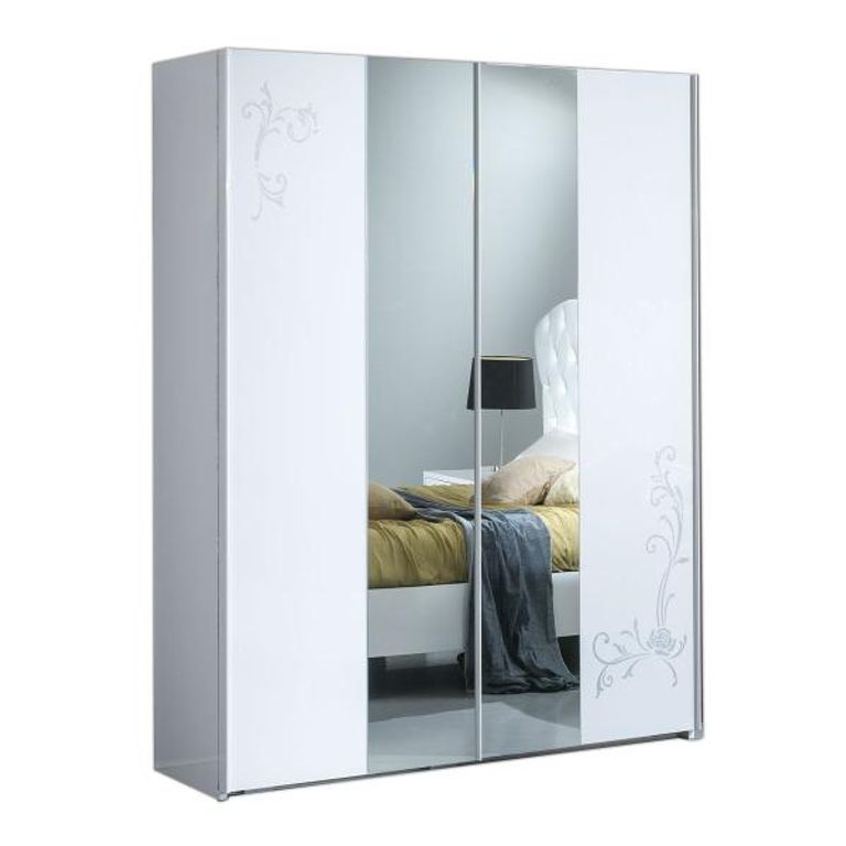 Daniela White Italian 2 Door Sliding Wardrobe with Mirrors
