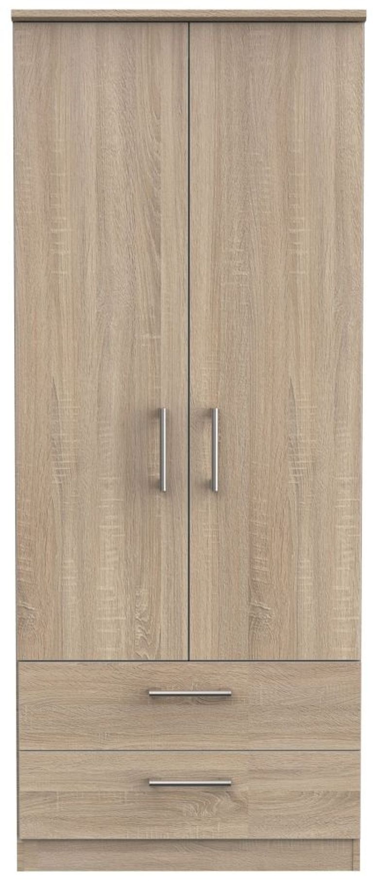 Devon Oak Effect 2 Door 2 Drawer Double Wardrobe
