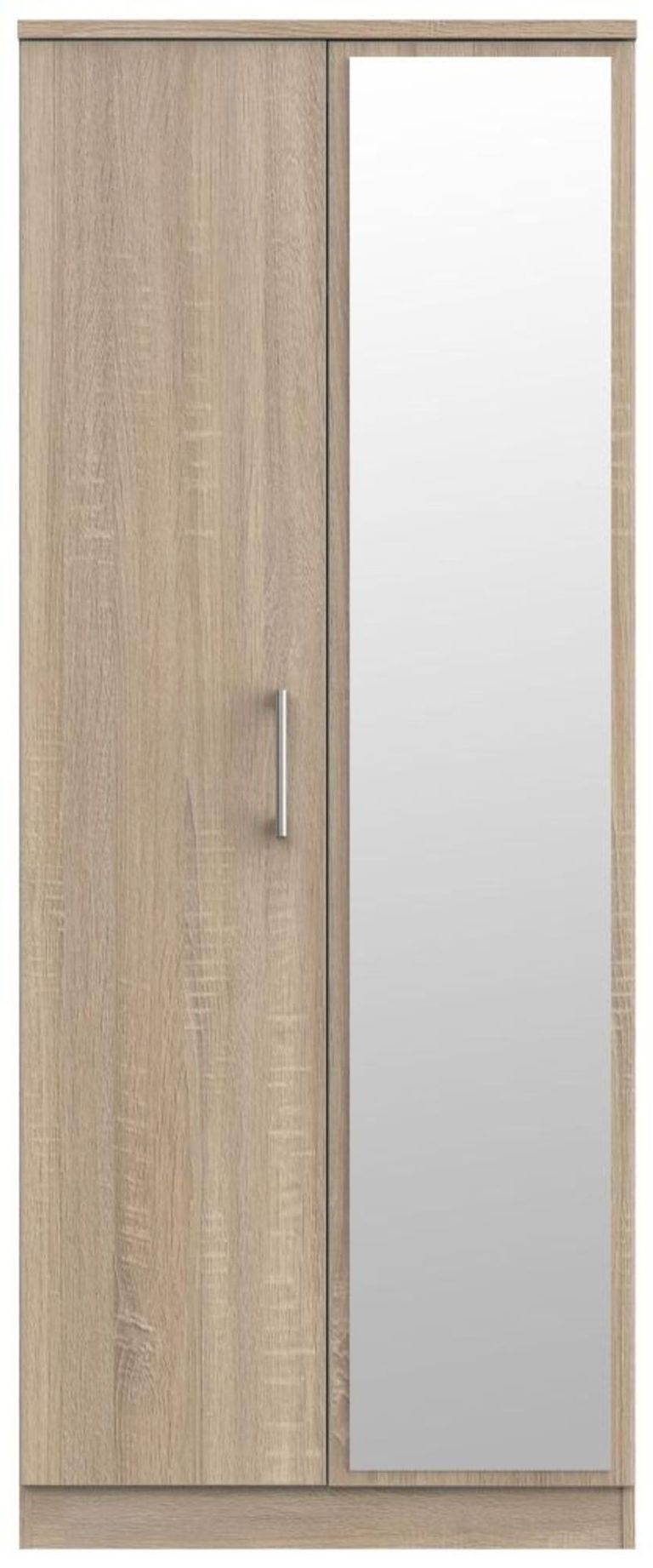 Devon Oak Effect 2 Door Tall Wardrobe - 1 Mirror