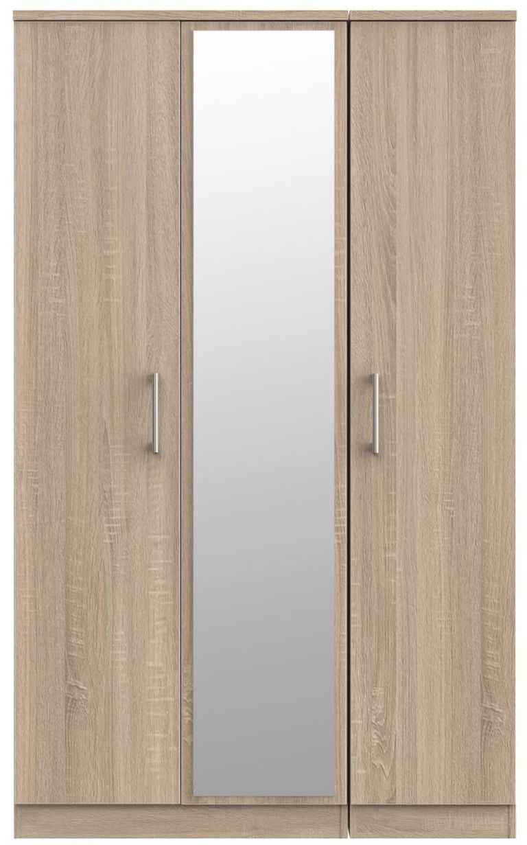 Devon Oak Effect 3 Door Triple Wardrobe - 1 Mirror