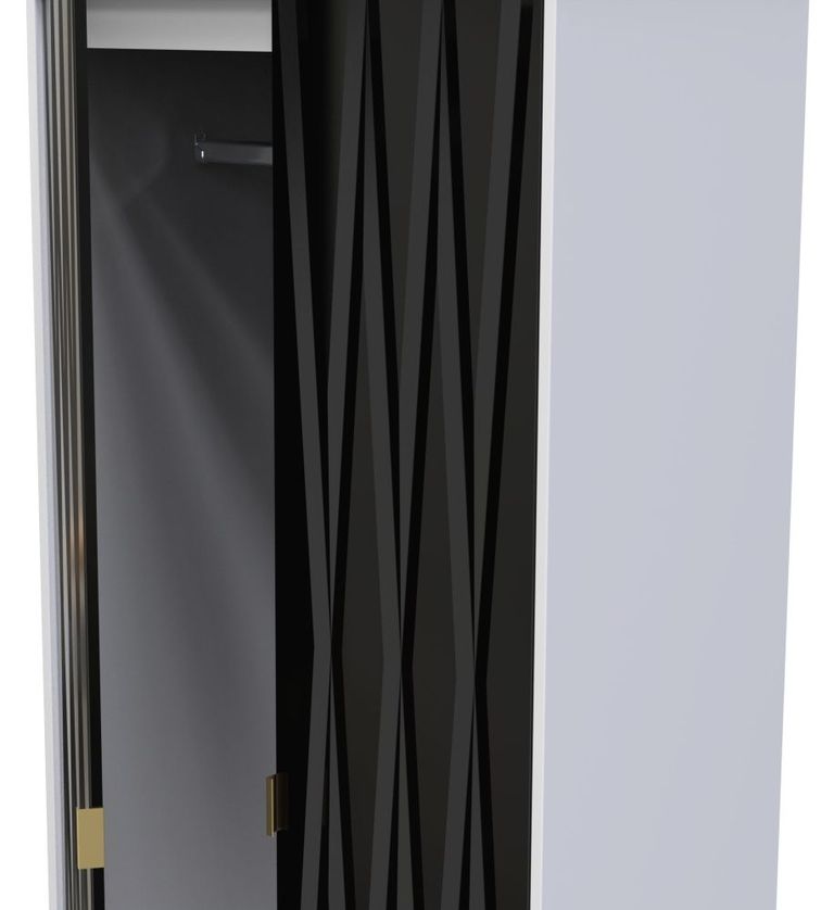Diamond Black and White 2 Door 2 Drawer Tall Wardrobe