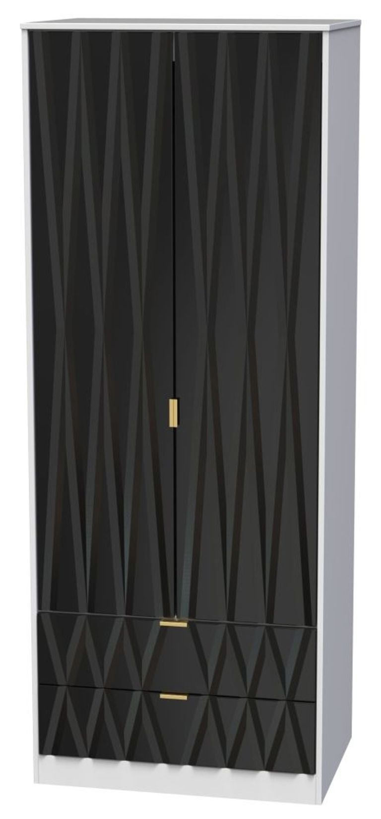 Diamond Black and White 2 Door 2 Drawer Tall Wardrobe