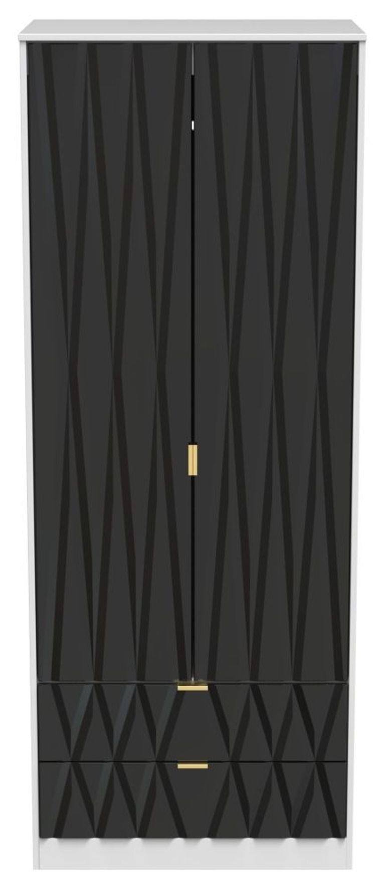 Diamond Black and White 2 Door 2 Drawer Tall Wardrobe