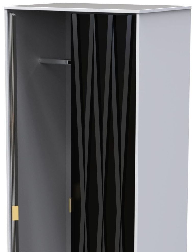 Diamond Black and White 2 Door Plain Tall Wardrobe