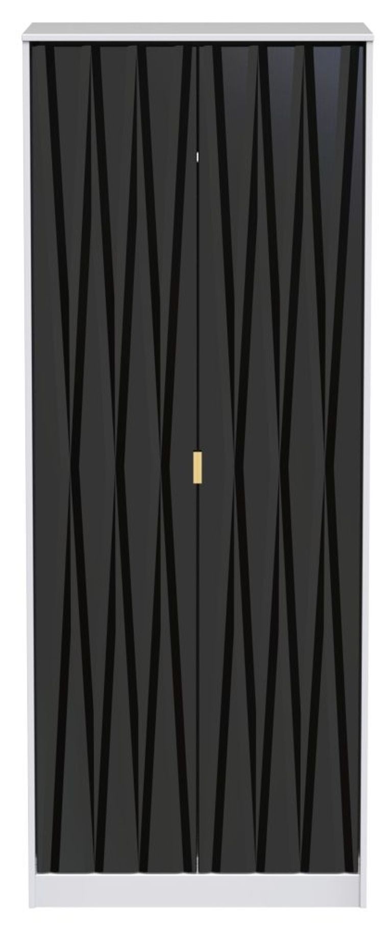 Diamond Black and White 2 Door Plain Tall Wardrobe